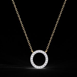 Round Diamond Circle Style Pendant Made In 18 / 14 / 10 KT Gold Embellished With Certified Lab Diamonds For The Anniversary And Wedding Gift