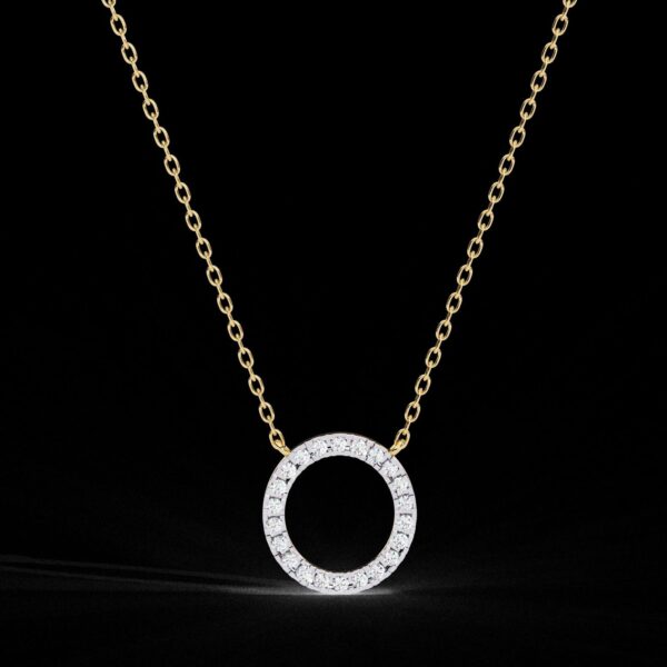 Round Diamond Circle Style Pendant Made In 18 / 14 / 10 KT Gold Embellished With Certified Lab Diamonds For The Anniversary And Wedding Gift