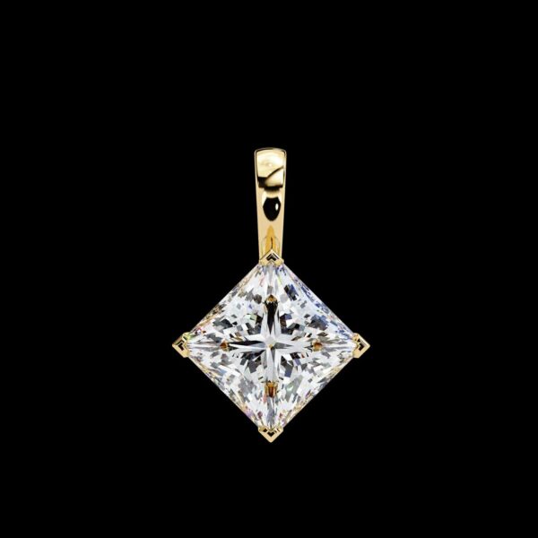Princess Cut Diamond Pendant Made In 18 / 14 / 10 KT Gold Embellished With Certified Lab Diamonds For The Anniversary And Birthday Gift