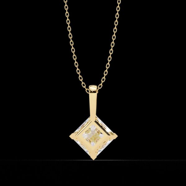 Princess Cut Diamond Pendant Made In 18 / 14 / 10 KT Gold Embellished With Certified Lab Diamonds For The Anniversary And Birthday Gift