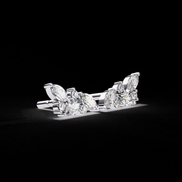 Marquise & Round Diamond Cluster Stud Earrings Made In 18/14/10KT Gold Studded With Certified Lab Diamond For Anniversary And Birthday Gift