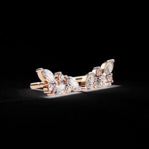 Marquise & Round Diamond Cluster Stud Earrings Made In 18/14/10KT Gold Studded With Certified Lab Diamond For Anniversary And Birthday Gift