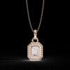 Emerald Cut Halo Diamond Pendant Made In 18 / 14 / 10 KT Gold Embellished With Certified Lab Diamonds For The Anniversary And Birthday Gift