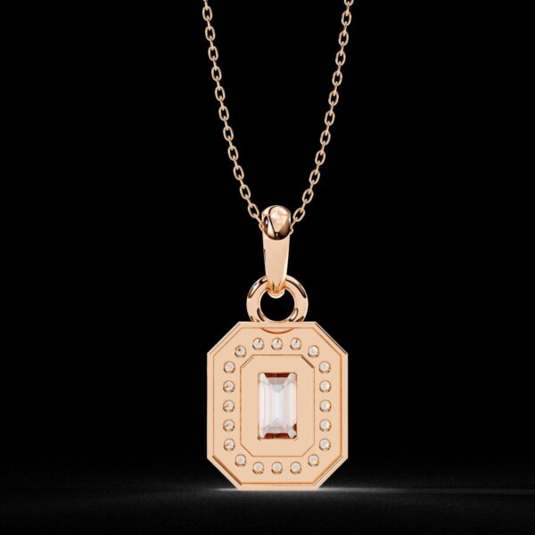 Emerald Cut Halo Diamond Pendant Made In 18 / 14 / 10 KT Gold Embellished With Certified Lab Diamonds For The Anniversary And Birthday Gift