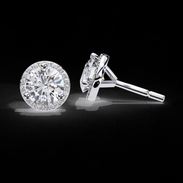 Dazzling Round Cut Diamond Earring Made In 18 / 14 / 10KT Gold Embellished With Certified Lab Diamond For Anniversary And Birthday Gift
