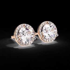 Dazzling Round Cut Diamond Earring Made In 18 / 14 / 10KT Gold Embellished With Certified Lab Diamond For Anniversary And Birthday Gift