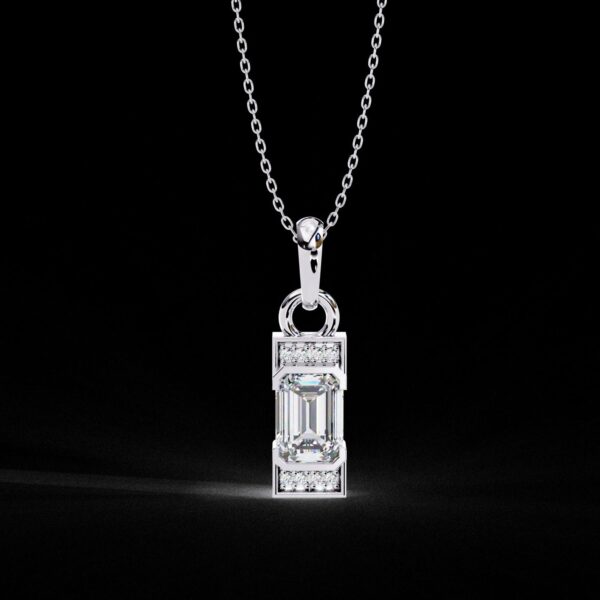 Elegant Emerald Diamond Pendant Bar Design Made In 18/14/10 KT Gold Studded With Certified Lab Diamond For The Anniversary And Birthday Gift