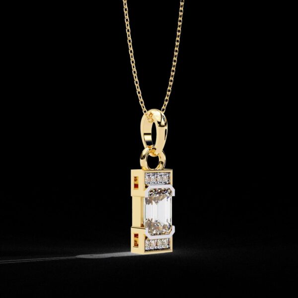 Elegant Emerald Diamond Pendant Bar Design Made In 18/14/10 KT Gold Studded With Certified Lab Diamond For The Anniversary And Birthday Gift