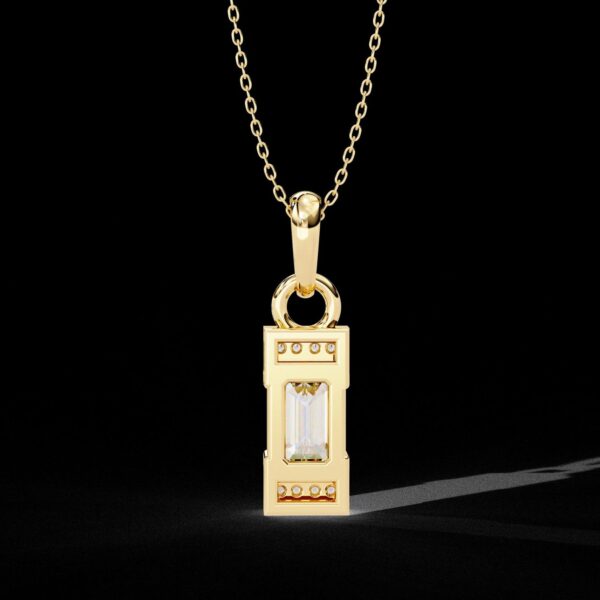 Elegant Emerald Diamond Pendant Bar Design Made In 18/14/10 KT Gold Studded With Certified Lab Diamond For The Anniversary And Birthday Gift