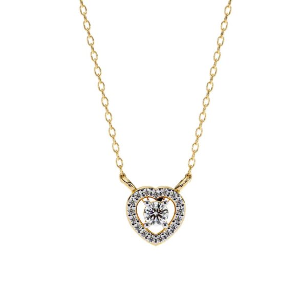 Heart-Shaped Round Diamond Pendant Made In 18/14/10 KT Gold Embellished With Certified Lab Diamonds For The Wedding And Anniversary Gift