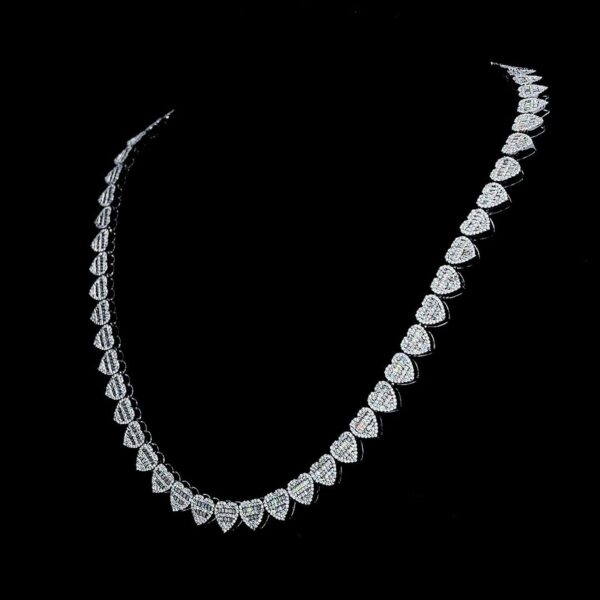 Luxury Heart Shaped Iced Out Diamond Chain Made In 925 Sterling Silver Embellished With Shinny Moissanite Diamonds For The Birthday Gift
