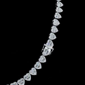 Luxury Heart Shaped Iced Out Diamond Chain Made In 925 Sterling Silver Embellished With Shinny Moissanite Diamonds For The Birthday Gift