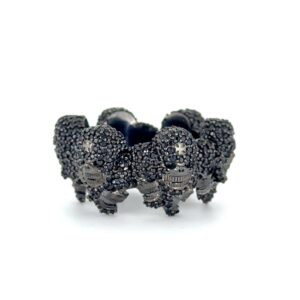Iced Out Skull Ring Made In 18 / 14 / 10KT Gold Embellished With Shinny Moissanite Black Diamond For Birthday Gift And Unisex Gift
