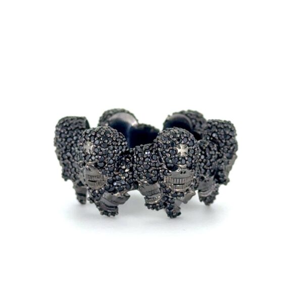Iced Out Skull Ring Made In 18 / 14 / 10KT Gold Embellished With Shinny Moissanite Black Diamond For Birthday Gift And Unisex Gift