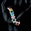 Iced Out Multi Color Bracelet Made In 925 Sterling Silver Studded With Shinny Moissanite Diamonds For The Birthday And Unisex Gift
