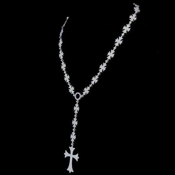 Iced Out Cross Pendant Necklace with Starburst Link Chain Made In 925 Silver Studded With Shinny Moissanite Diamonds For The Birthday Gift