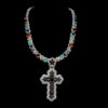 Luxury Multicolor Gemstone Cross Pendant Necklace Made In 925Sterling Siler Embellished With Shinny Moissanite Diamond For The Birthday Gift