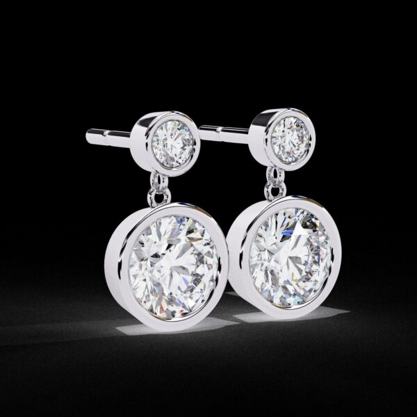 Beautiful Round Diamond Drop Stud Earrings Made In 18/14/10 KT Gold Embellished With Certified Lab Diamonds For The Anniversary Gift For Her