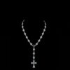 Iced Out Cross Pendant Necklace with Starburst Link Chain Made In 925 Silver Studded With Shinny Moissanite Diamonds For The Birthday Gift