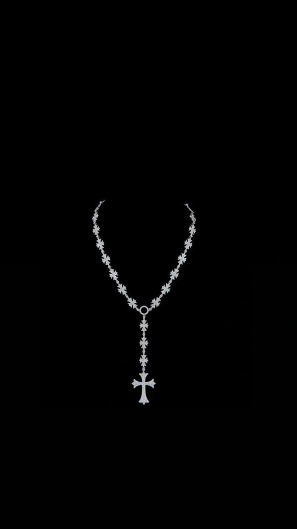 Iced Out Cross Pendant Necklace with Starburst Link Chain Made In 925 Silver Studded With Shinny Moissanite Diamonds For The Birthday Gift