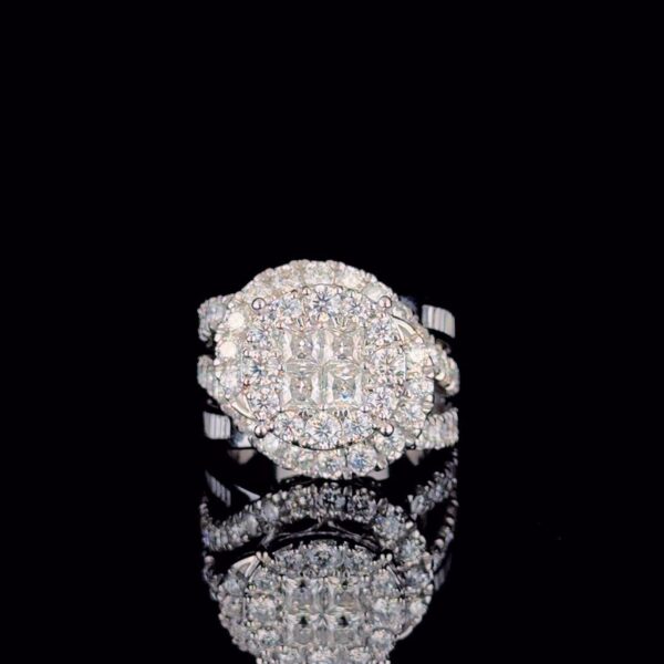 Iced Out Multi Shape Unisex Diamond Ring Made In 18 / 14 / 10 KT Gold Embellished With Shinny Moissanite Diamonds For The Birthday Gift