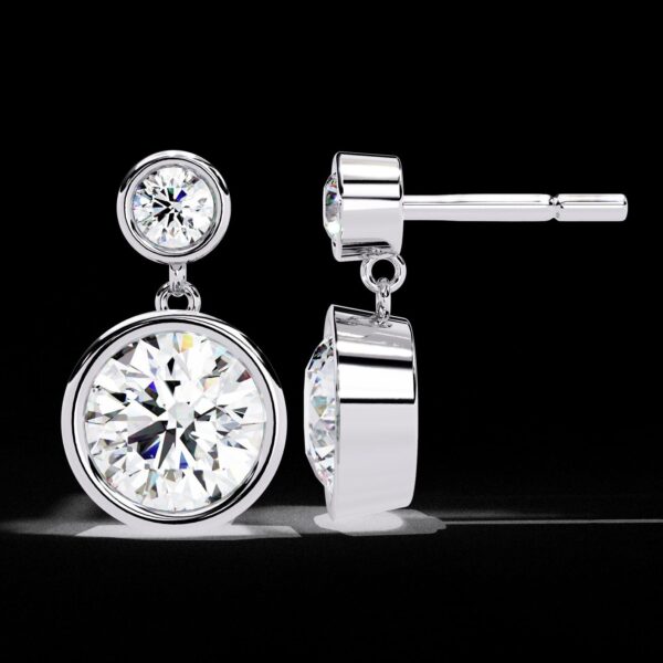 Elegant Gold Double Halo Earrings Made In 18/14/10 KT Gold Studded With Certified Lab Diamonds For The Wedding And Anniversary Gift