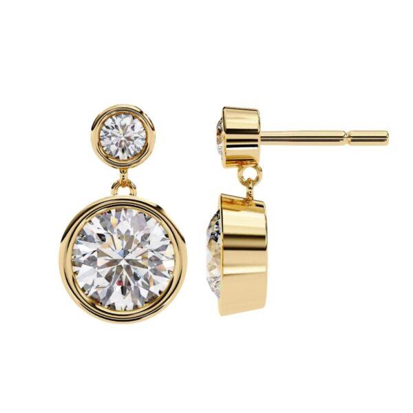 Elegant Gold Double Halo Earrings Made In 18/14/10 KT Gold Studded With Certified Lab Diamonds For The Wedding And Anniversary Gift