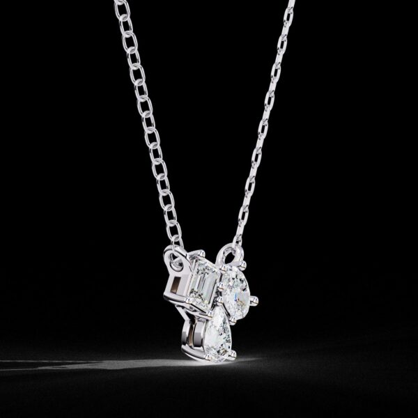 Triple Radiance Diamond Pendant – Oval, Pear & Emerald Cut Made In 18/14/10 KT Gold Studded With Certified Lab Diamonds For Anniversary Gift
