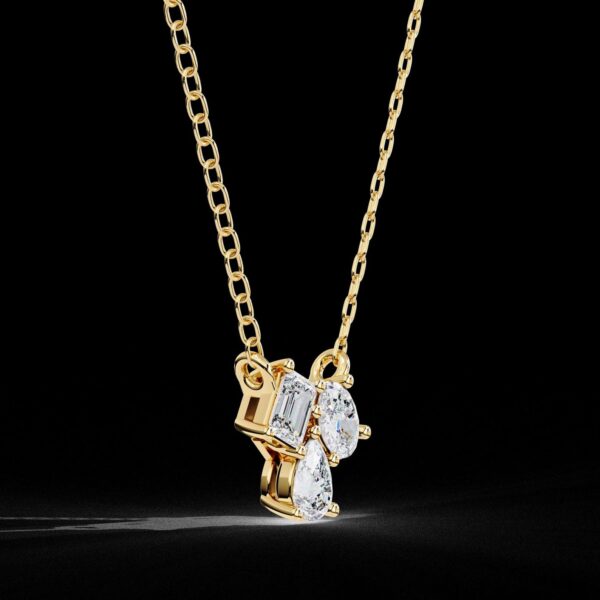 Triple Radiance Diamond Pendant – Oval, Pear & Emerald Cut Made In 18/14/10 KT Gold Studded With Certified Lab Diamonds For Anniversary Gift