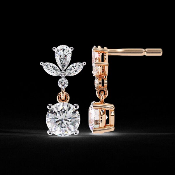 Luxury Leaf Drop Diamond Earrings Made In 18/14/10 KT Gold Studded With Certified Lab Diamonds For The Wedding And Anniversary Gift For Her