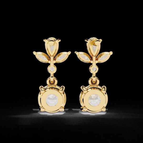 Luxury Leaf Drop Diamond Earrings Made In 18/14/10 KT Gold Studded With Certified Lab Diamonds For The Wedding And Anniversary Gift For Her