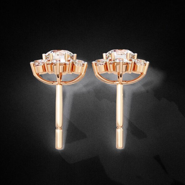 Beautiful Snowflake Round Diamond Earring Made In 18/14/10KT Gold Studded With Certified Lab Diamond For The Wedding And Anniversary Gift