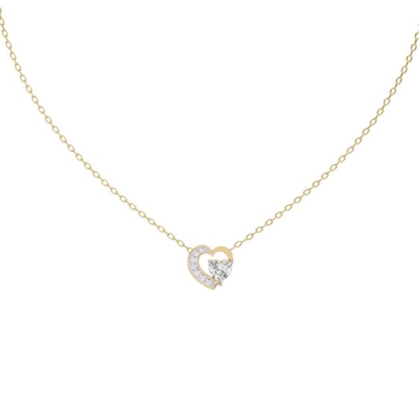 Elegant Heart Diamond Pendant Made In 18 / 14 / 10 KT Gold Embellished With Certified Lab Diamonds For Anniversary And Birthday Gift