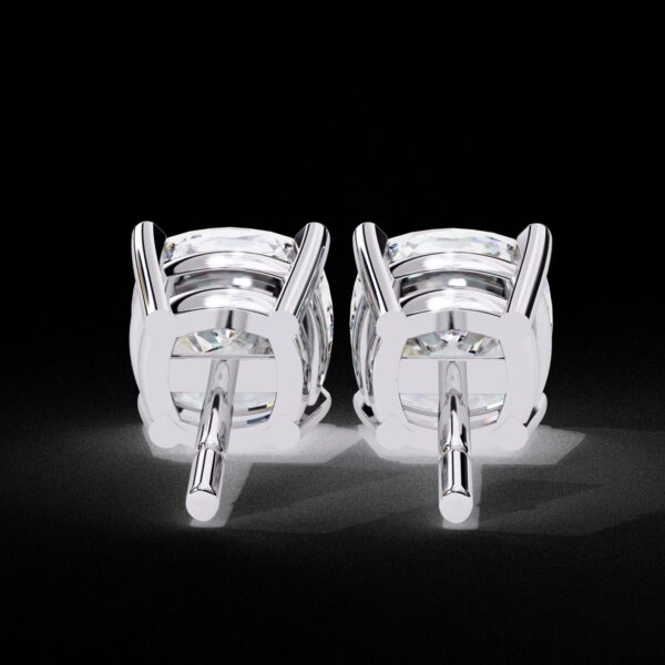 Classic Cushion Cut Stud Earrings Made In 18 / 14 / 10 KT Gold Embellished With Certified Lab Diamonds For Anniversary And Birthday Gift