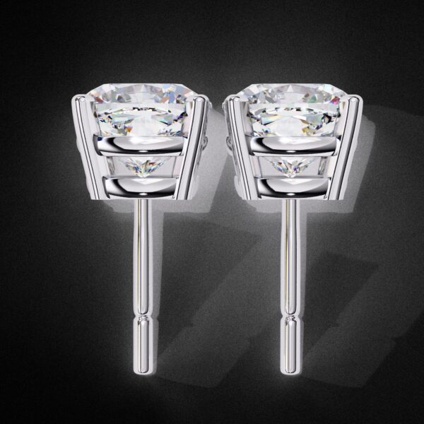 Classic Cushion Cut Stud Earrings Made In 18 / 14 / 10 KT Gold Embellished With Certified Lab Diamonds For Anniversary And Birthday Gift