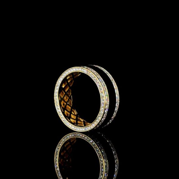 Beautiful High Polish Unisex Diamond Ring Made In 18/14/10KT Gold Studded With Shinny Moissanite Black Diamond For Birthday And Unisex Gift