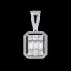 Emerald-Cut Halo Pendant with Baguette and Round Made In 18/14/10KT Gold Studded With Certified Lab Diamond For The Anniversary Gift For Her