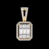 Emerald-Cut Halo Pendant with Baguette and Round Made In 18/14/10KT Gold Studded With Certified Lab Diamond For The Anniversary Gift For Her