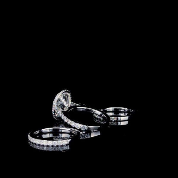 Luxury Oval Halo Engagement Ring Set Made In 18/14/10 KT Gold Studded With Shinny Moissanite Diamonds For The Wedding And Anniversary Gift