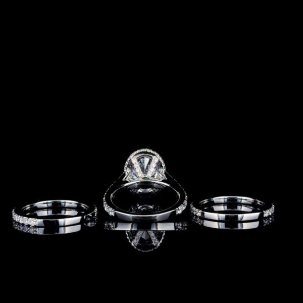 Luxury Oval Halo Engagement Ring Set Made In 18/14/10 KT Gold Studded With Shinny Moissanite Diamonds For The Wedding And Anniversary Gift
