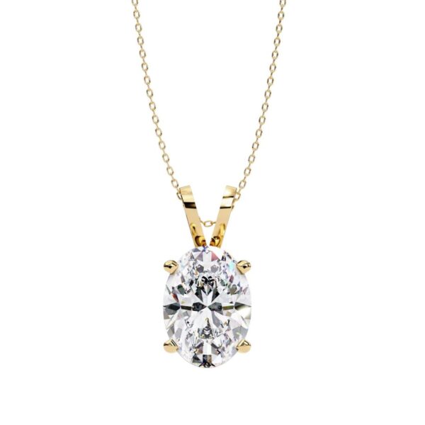 Elegant Oval Cut Solitaire Pendant Made In 18 / 14 / 10 KT Gold Embellished With Certified Lab Diamonds For Anniversary And Birthday Gift