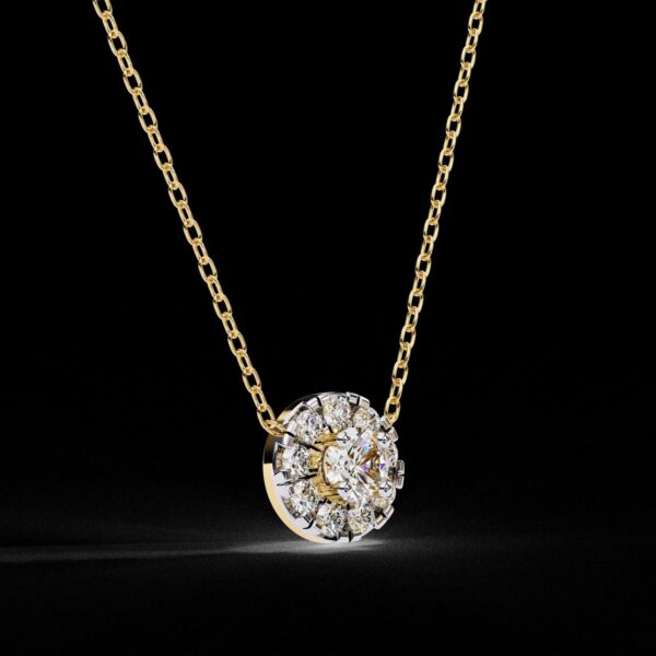 Beautiful Round Diamond Pendant Made In 18 / 14 / 10 KT Gold Studded With Certified Lab Diamonds For The Anniversary Gift For Her