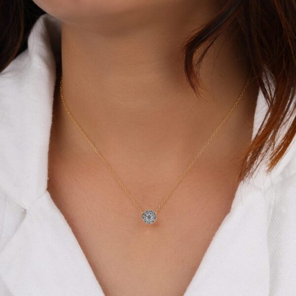 Beautiful Round Diamond Pendant Made In 18 / 14 / 10 KT Gold Studded With Certified Lab Diamonds For The Anniversary Gift For Her