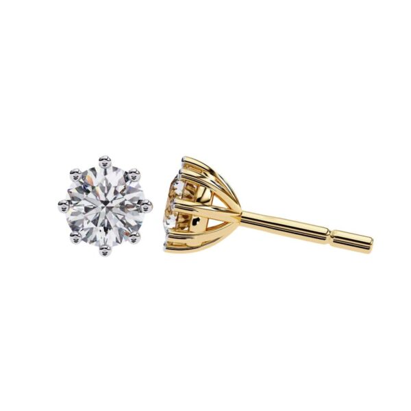 Classic 8-Prong Solitaire Round Diamond Stud Earrings Made In 18/14/10 KT Gold Studded With Certified Lab Diamonds For The Anniversary Gift
