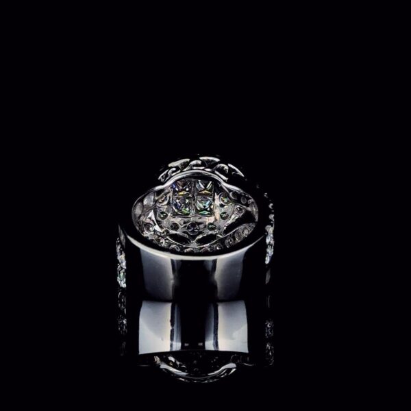 Iced Out Multi Shape Unisex Diamond Ring Made In 18 / 14 / 10 KT Gold Embellished With Shinny Moissanite Diamonds For The Birthday Gift