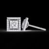 Princess Cut Diamond Stud Earrings Made In 18 / 14 / 10 KT Gold Embellished With Certified Lab Diamonds For Anniversary And Birthday Gift