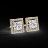 Princess Cut Diamond Stud Earrings Made In 18 / 14 / 10 KT Gold Embellished With Certified Lab Diamonds For Anniversary And Birthday Gift