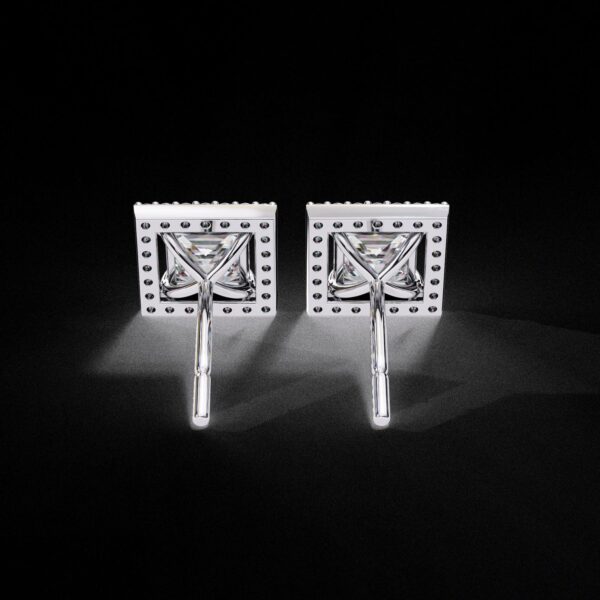 Princess Cut Diamond Stud Earrings Made In 18 / 14 / 10 KT Gold Embellished With Certified Lab Diamonds For Anniversary And Birthday Gift