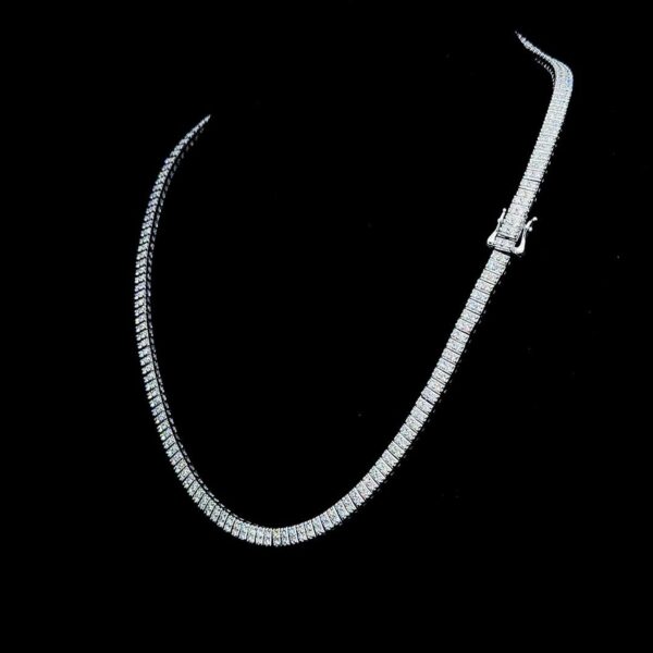 Luxury Round Cut 5 MM Tennis Chain Made In 925 Sterling Silver Studded With Shinny Moissanite Diamonds For The Birthday Gift , Unisex Chain