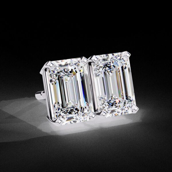 Classic Emerald Cut Earrings Made In 18 / 14 / 10 KT Gold Embellished With Certified Lab Diamonds For The Anniversary And Wedding Gift